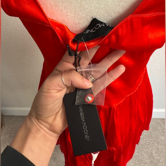 Vanessa Mooney Elisabeth Romper Dress - Red Silk - size Medium NWT - Picture 8 of 8